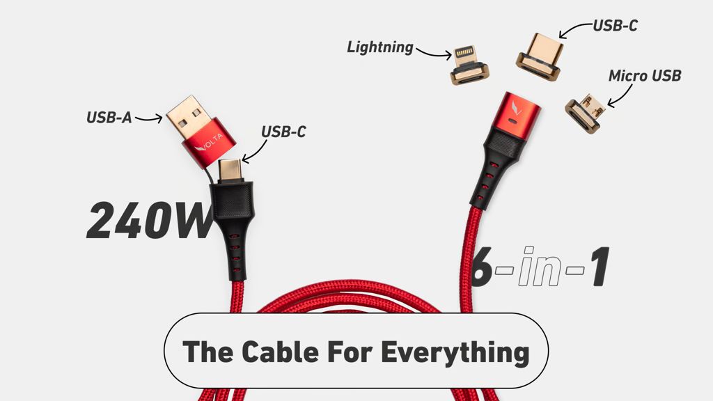 Kickstarter - 240W Universal Magnetic 6-in-1 Cable For ALL USB Devices